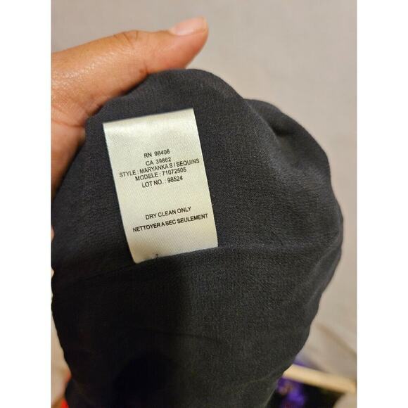 Theory Maryanka 100% Silk Black Matte Sequin Shift Dress Cap Sleeve Size 8 - Picture 8 of 8